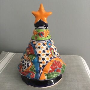 Mexican Talavera Christmas Tree Masart Signed   12.5”